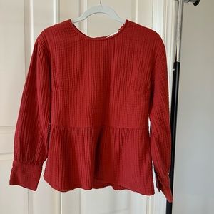 EUC Madewell Lightspun Button Back Peplum Blouse